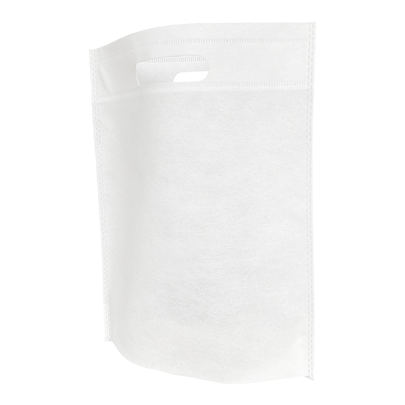 Τσάντα non woven με λαβή χούφτα( λευκό χρώμα) 25+10/30 εκ. (κιβώτιο 400 τμχ)